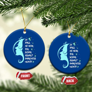 Sexual Assault Awareness Month Ceramic Ornament In April We Wear Teal Ribbon TS14 1pc Blue Print Your Wear