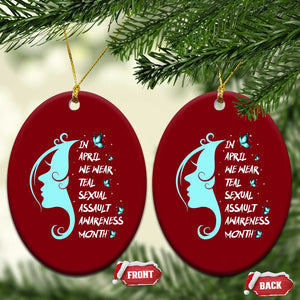 Sexual Assault Awareness Month Ceramic Ornament In April We Wear Teal Ribbon TS14 Print Your Wear