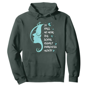 Sexual Assault Awareness Month Hoodie In April We Wear Teal Ribbon TS14 Dark Forest Green Print Your Wear