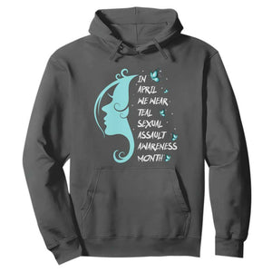 Sexual Assault Awareness Month Hoodie In April We Wear Teal Ribbon TS14 Dark Heather Print Your Wear