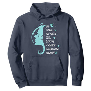 Sexual Assault Awareness Month Hoodie In April We Wear Teal Ribbon TS14 Navy Print Your Wear