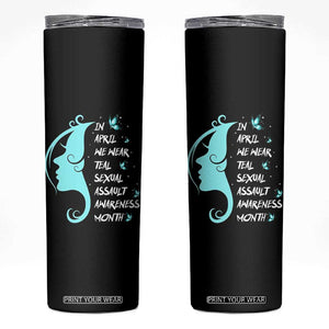 Sexual Assault Awareness Month Skinny Tumbler In April We Wear Teal Ribbon TS14 Black Print Your Wear