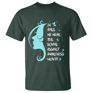 Sexual Assault Awareness Month T Shirt In April We Wear Teal Ribbon TS14 Dark Forest Green Print Your Wear