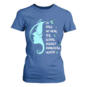 Sexual Assault Awareness Month T Shirt For Women In April We Wear Teal Ribbon TS14 Royal Blue Print Your Wear