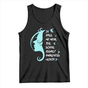Sexual Assault Awareness Month Tank Top In April We Wear Teal Ribbon TS14 Black Print Your Wear