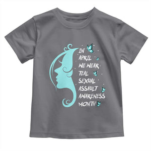 Sexual Assault Awareness Month Toddler T Shirt In April We Wear Teal Ribbon TS14 Charcoal Print Your Wear