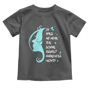 Sexual Assault Awareness Month Toddler T Shirt In April We Wear Teal Ribbon TS14 Dark Heather Print Your Wear