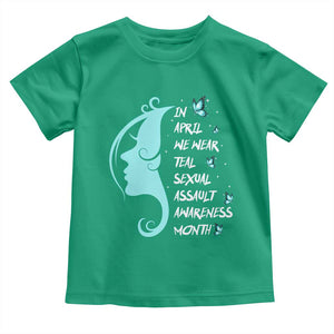 Sexual Assault Awareness Month Toddler T Shirt In April We Wear Teal Ribbon TS14 Irish Green Print Your Wear