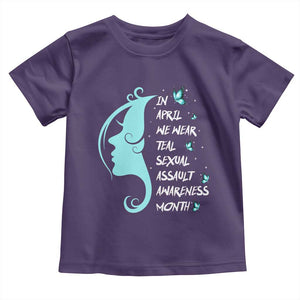 Sexual Assault Awareness Month Toddler T Shirt In April We Wear Teal Ribbon TS14 Purple Print Your Wear