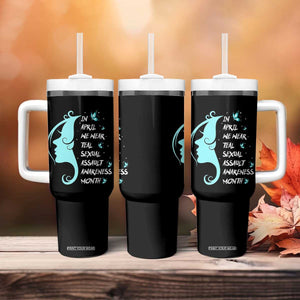 Sexual Assault Awareness Month Tumbler With Handle In April We Wear Teal Ribbon TS14 Print Your Wear