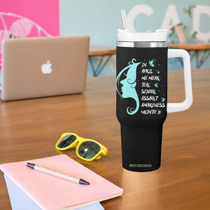 Sexual Assault Awareness Month Tumbler With Handle In April We Wear Teal Ribbon TS14 Print Your Wear