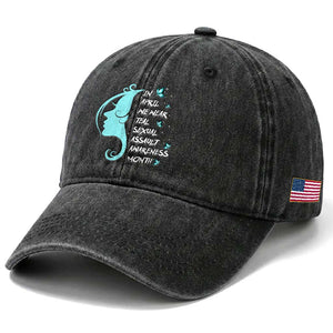 Sexual Assault Awareness Month Washed Cotton Baseball Cap In April We Wear Teal Ribbon TS14 Print Your Wear