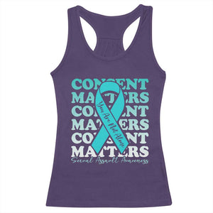 Sexual Assault Awareness Month Racerback Tank Top Teal Ribbon Consent Matters You Are Not Alone TS14 Purple Print Your Wear