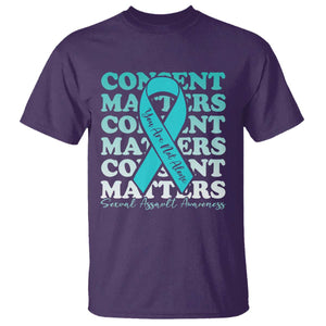 Sexual Assault Awareness Month T Shirt Teal Ribbon Consent Matters You Are Not Alone TS14 Purple Print Your Wear