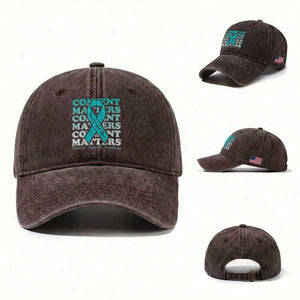 Sexual Assault Awareness Month Washed Cotton Baseball Cap Teal Ribbon Consent Matters You Are Not Alone TS14 Washed Cap Universal Fit Dark Brown Print Your Wear