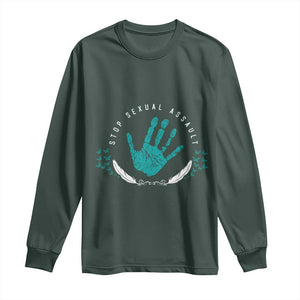 Stop Sexual Assault Awareness Survivor Long Sleeve Shirt TS14 Dark Forest Green Print Your Wear