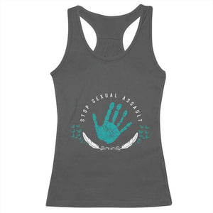 Stop Sexual Assault Awareness Survivor Racerback Tank Top TS14 Dark Heather Print Your Wear