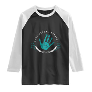 Stop Sexual Assault Awareness Survivor Raglan Shirt TS14 Black White Print Your Wear
