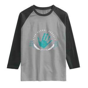 Stop Sexual Assault Awareness Survivor Raglan Shirt TS14 Sport Gray Black Print Your Wear