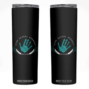 Stop Sexual Assault Awareness Survivor Skinny Tumbler TS14 Black Print Your Wear