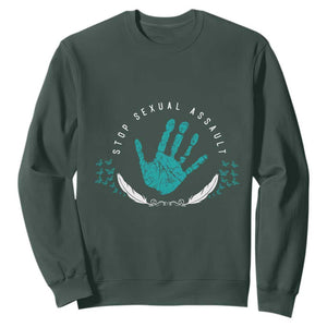 Stop Sexual Assault Awareness Survivor Sweatshirt TS14 Dark Forest Green Print Your Wear