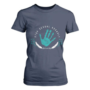 Stop Sexual Assault Awareness Survivor T Shirt For Women TS14 Navy Print Your Wear