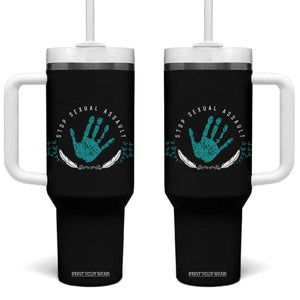 Stop Sexual Assault Awareness Survivor Tumbler With Handle TS14 One Size: 40 oz Black Print Your Wear