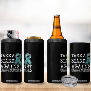 Sexual Assault Awareness Month 4 in 1 Can Cooler Tumbler Stand Against Sexual Assault & Domestic Violence TS14 Print Your Wear