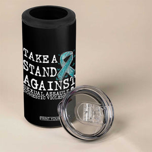 Sexual Assault Awareness Month 4 in 1 Can Cooler Tumbler Stand Against Sexual Assault & Domestic Violence TS14 Print Your Wear