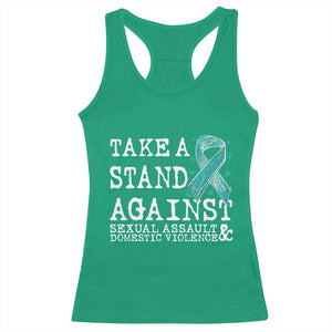 Sexual Assault Awareness Month Racerback Tank Top Stand Against Sexual Assault & Domestic Violence TS14 Irish Green Print Your Wear