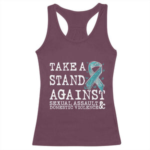 Sexual Assault Awareness Month Racerback Tank Top Stand Against Sexual Assault & Domestic Violence TS14 Maroon Print Your Wear