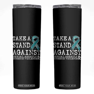Sexual Assault Awareness Month Skinny Tumbler Stand Against Sexual Assault & Domestic Violence TS14 Black Print Your Wear