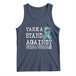 Sexual Assault Awareness Month Tank Top Stand Against Sexual Assault & Domestic Violence TS14 Navy Print Your Wear