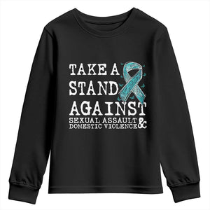 Sexual Assault Awareness Month Youth Sweatshirt Stand Against Sexual Assault & Domestic Violence TS14 Black Print Your Wear