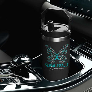 Sexual Assault Awareness Butterfly Ribbon Flip Straw Tumbler TS14 Print Your Wear