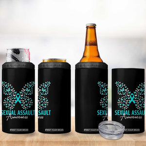 Sexual Assault Awareness Butterfly Ribbon 4 in 1 Can Cooler Tumbler TS14 Print Your Wear