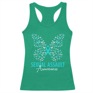 Sexual Assault Awareness Butterfly Ribbon Racerback Tank Top TS14 Irish Green Print Your Wear