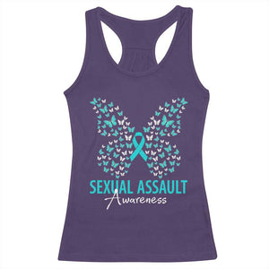 Sexual Assault Awareness Butterfly Ribbon Racerback Tank Top TS14 Purple Print Your Wear