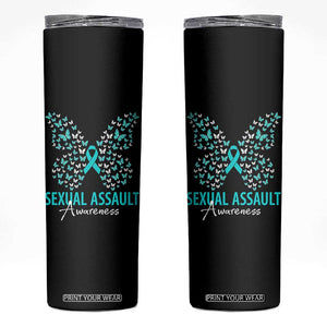 Sexual Assault Awareness Butterfly Ribbon Skinny Tumbler TS14 Black Print Your Wear