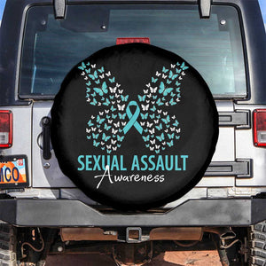 Sexual Assault Awareness Butterfly Ribbon Spare Tire Cover TS14 No hole Black Print Your Wear
