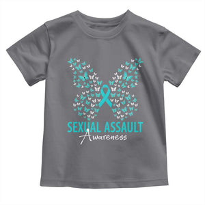 Sexual Assault Awareness Butterfly Ribbon Toddler T Shirt TS14 Charcoal Print Your Wear