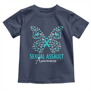 Sexual Assault Awareness Butterfly Ribbon Toddler T Shirt TS14 Navy Print Your Wear