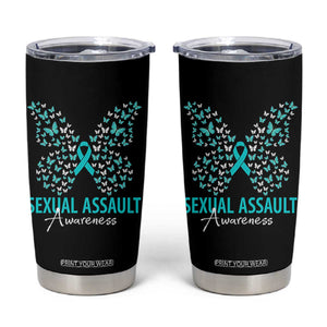 Sexual Assault Awareness Butterfly Ribbon Tumbler Cup TS14 Black Print Your Wear