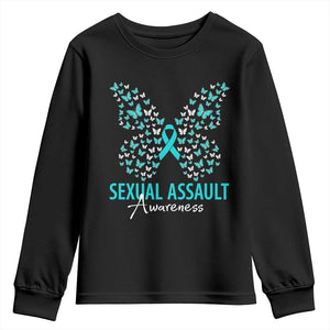 Sexual Assault Awareness Butterfly Ribbon Youth Sweatshirt TS14 Black Print Your Wear
