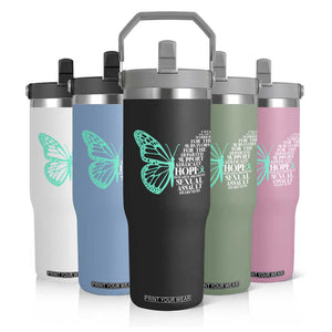 I Wear Teal For Sexual Assault Awareness Flip Straw Tumbler TS14 Print Your Wear