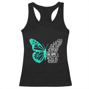 I Wear Teal For Sexual Assault Awareness Racerback Tank Top TS14 Black Print Your Wear