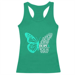 I Wear Teal For Sexual Assault Awareness Racerback Tank Top TS14 Irish Green Print Your Wear