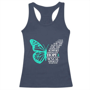 I Wear Teal For Sexual Assault Awareness Racerback Tank Top TS14 Navy Print Your Wear