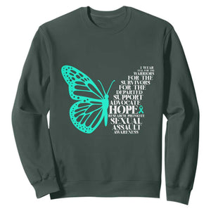 I Wear Teal For Sexual Assault Awareness Sweatshirt TS14 Dark Forest Green Print Your Wear