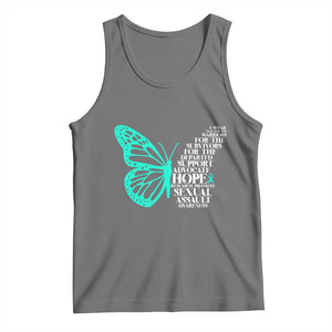 I Wear Teal For Sexual Assault Awareness Tank Top TS14 Black Heather Print Your Wear
